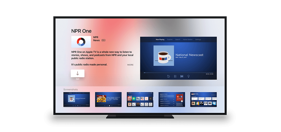 NPR One application on television screen