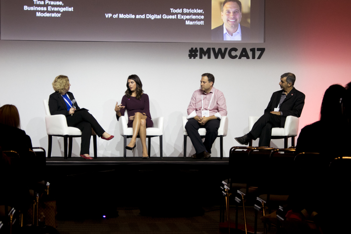 Todd Stricker with Marriott, Scott Cuppari with Coca-Cola Freestyle and Dorothy Jensen from Southwest Airlines at MWCA17