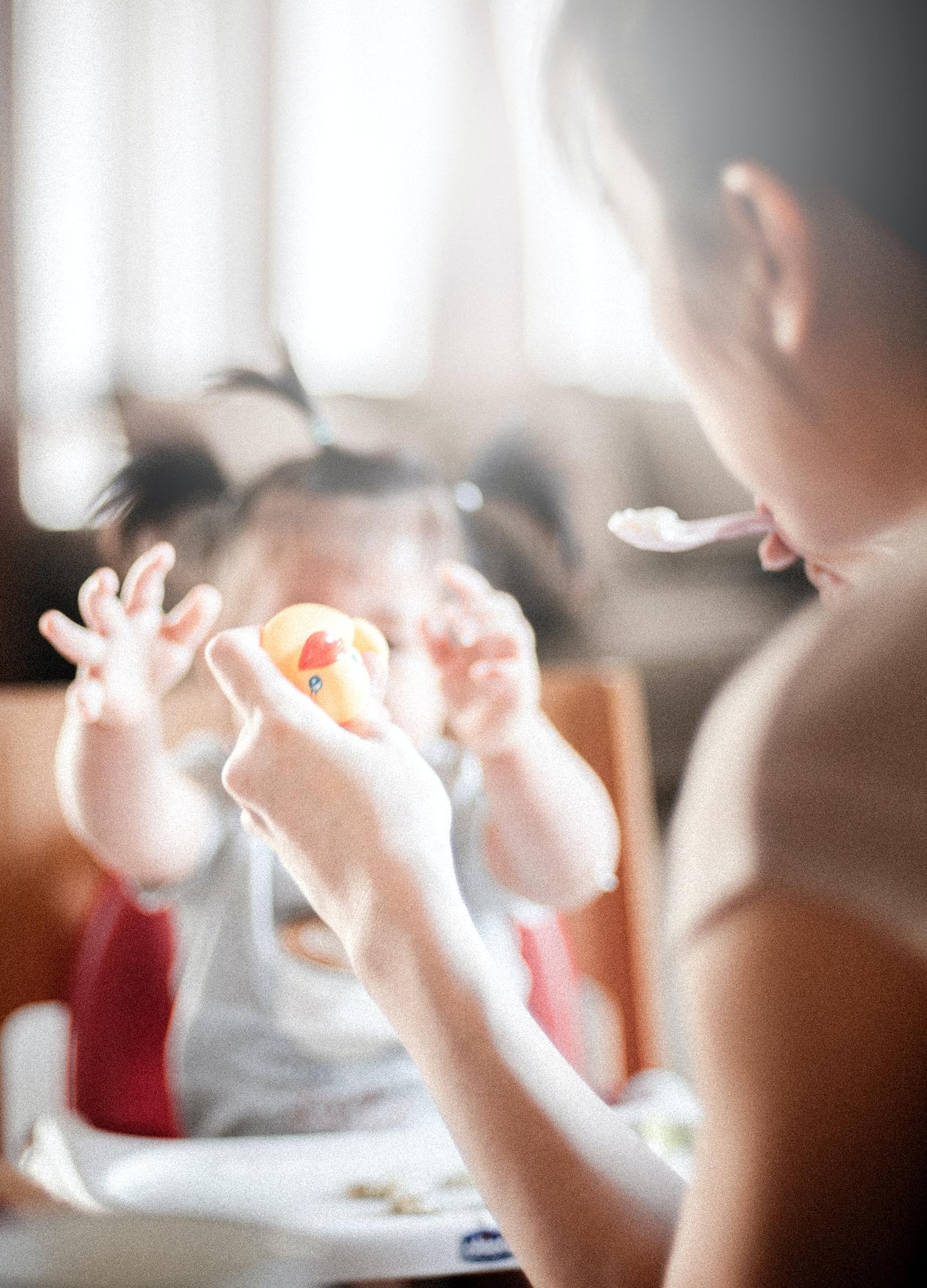 Mother feeding child