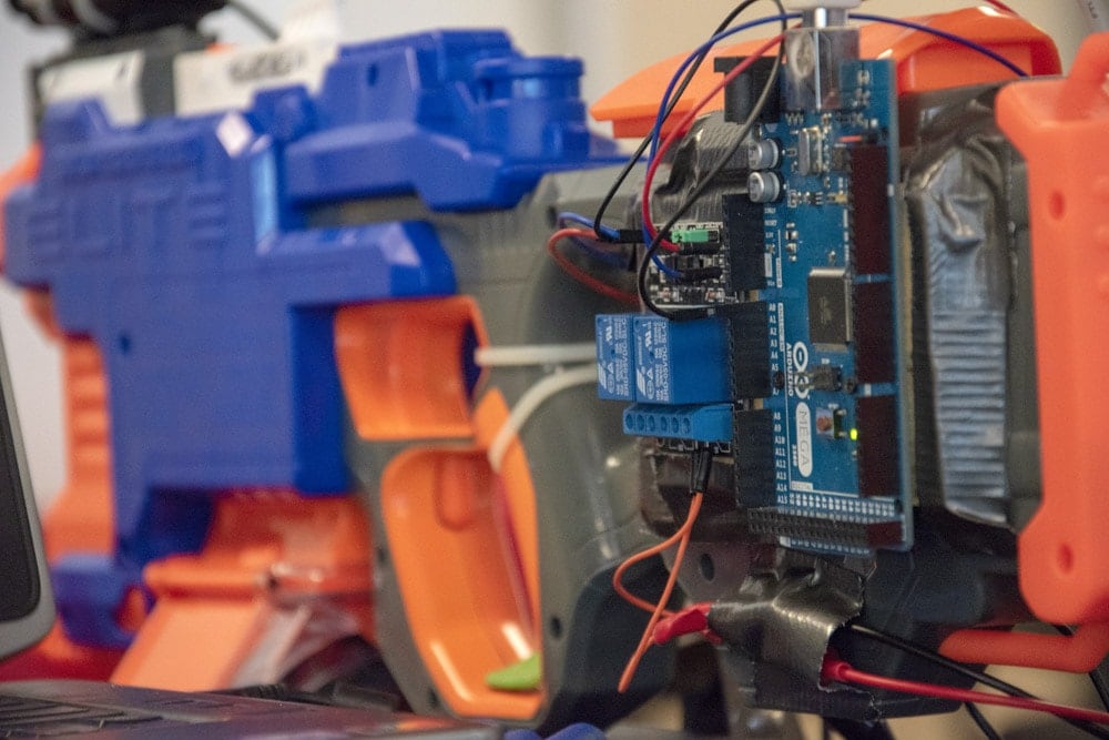 NERF gun altered to include Arduino hardware