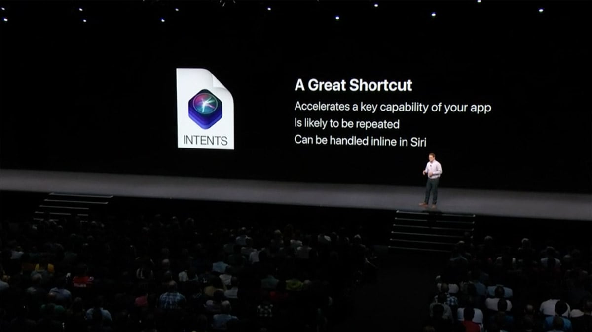 Platform State of the Union keynote slide explaining the best uses for Siri Actions