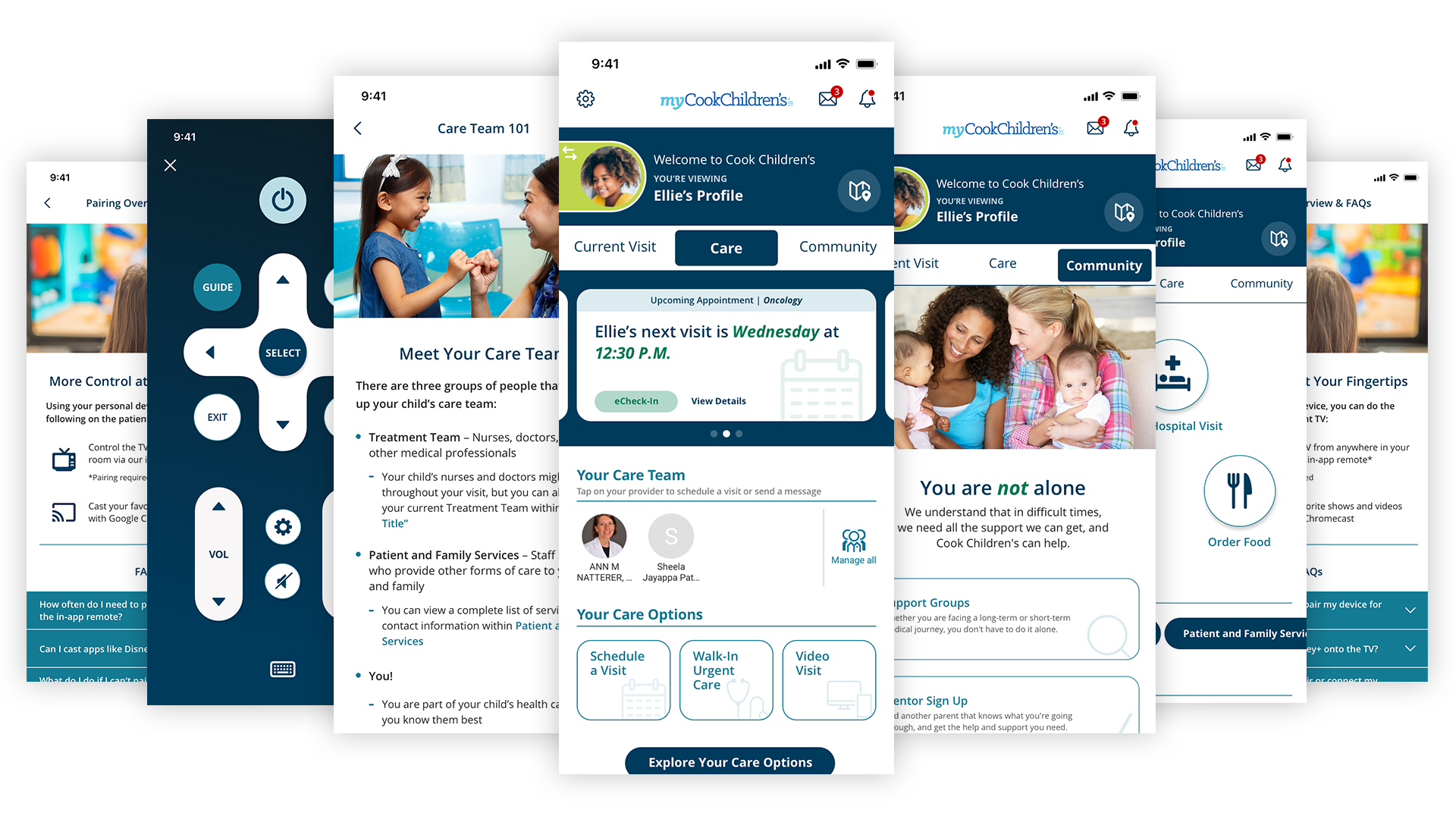 Cook Children's Health app screens