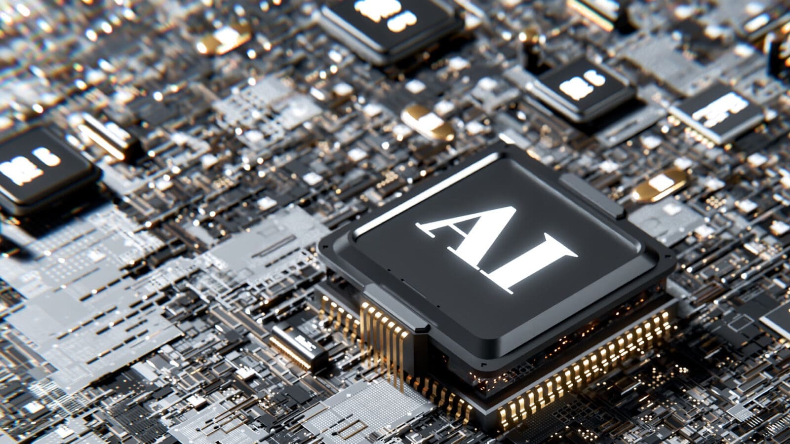 computer motherboard with chip installed that says AI.