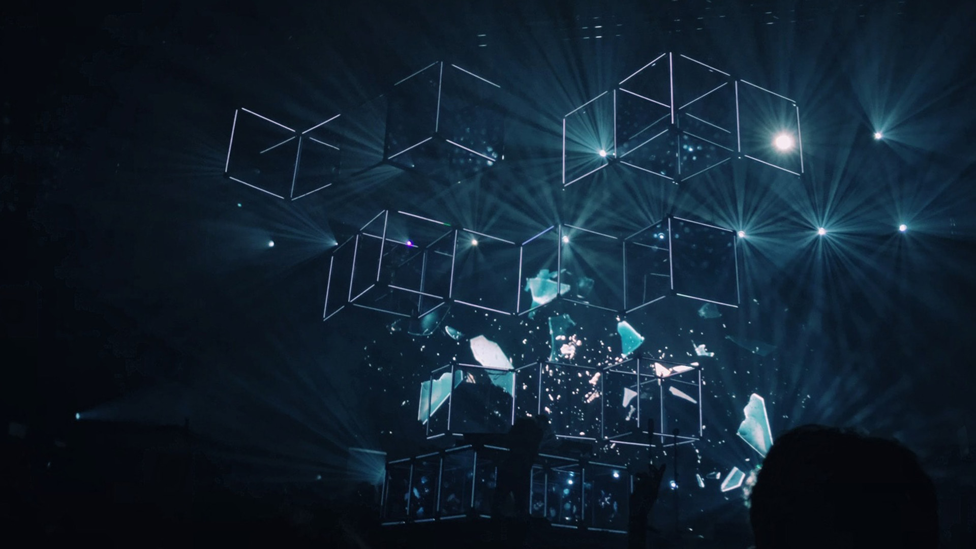 cubes created by lines and light effects create a ambiance resembling the technology world