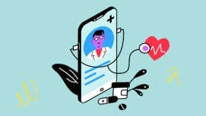 Illustrated phone with Doctor profile active